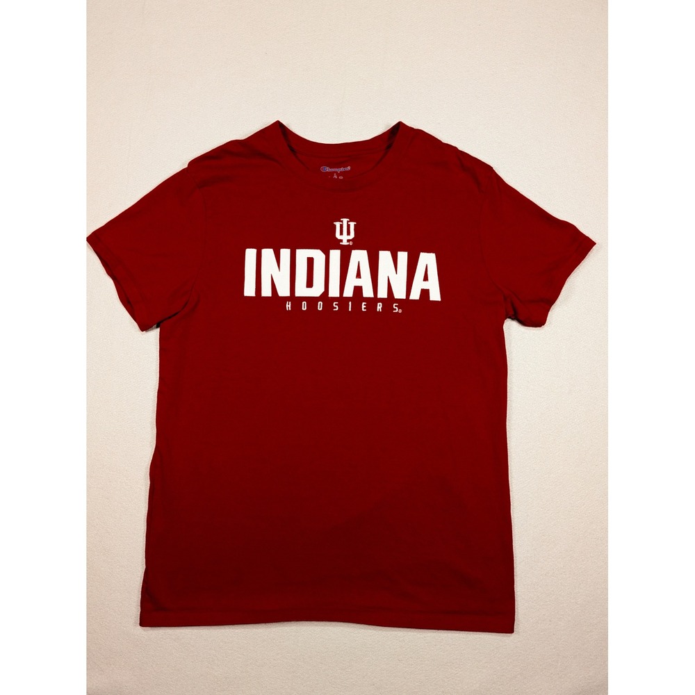 Champion Indiana University Hoosiers T-Shirt Mens Large Red Cotton NCAA IU